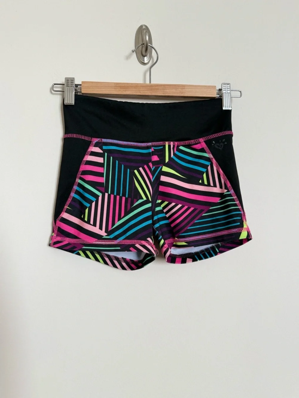 Justice Active Neon Geometric Athletic Shorts Size 10 Workout Dance Gym